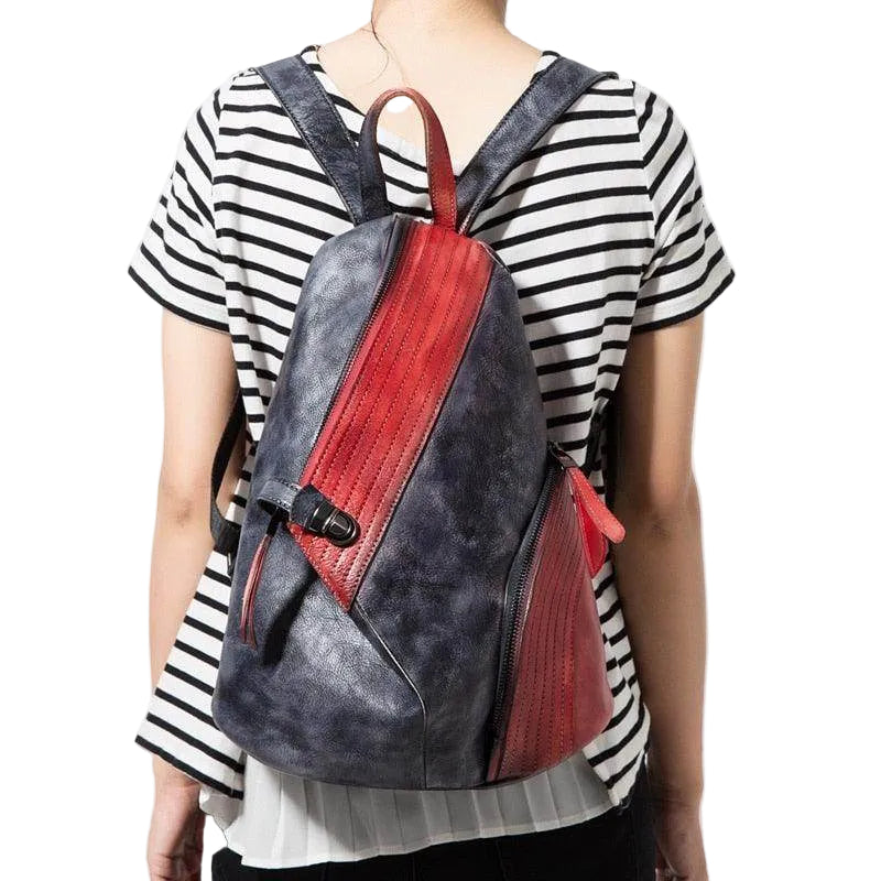 Color block daypack from VacationGrabs featuring a stylish design with mixed colors and adjustable straps