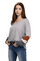 Women's Sweaters Color Block Dropped Shoulder Sweater
