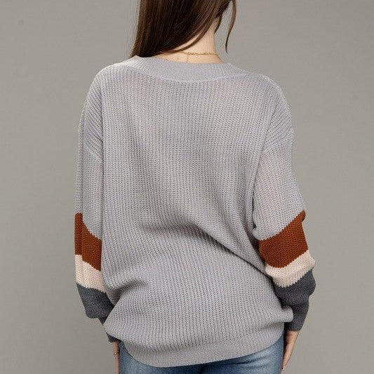 Women's Sweaters Color Block Dropped Shoulder Sweater