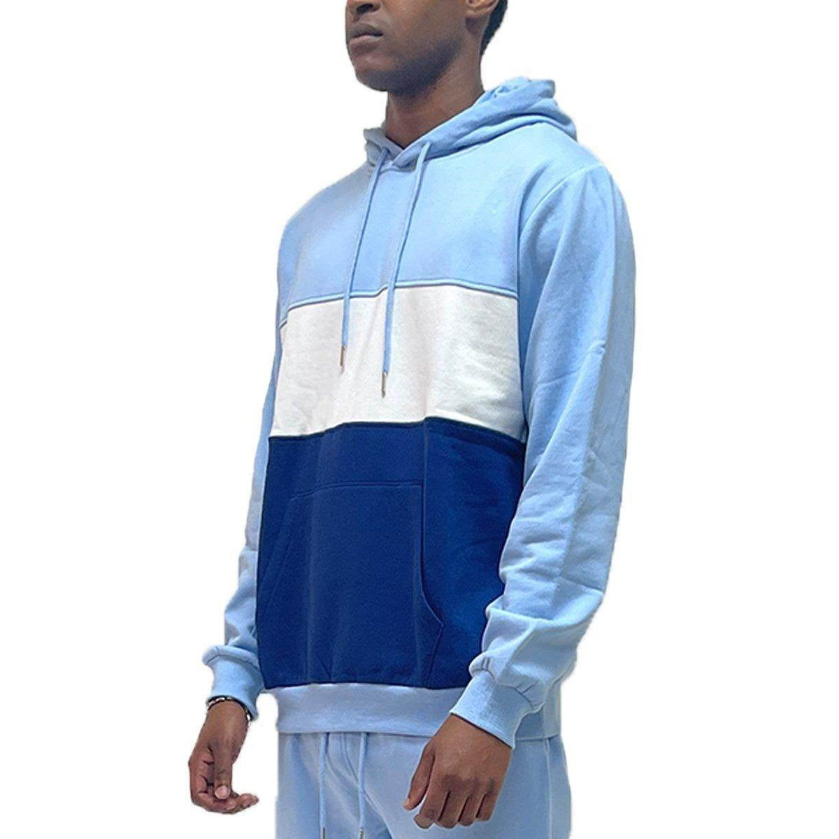 Color block hoodie mens fashion in blue with a stylish design for casual or sporty looks