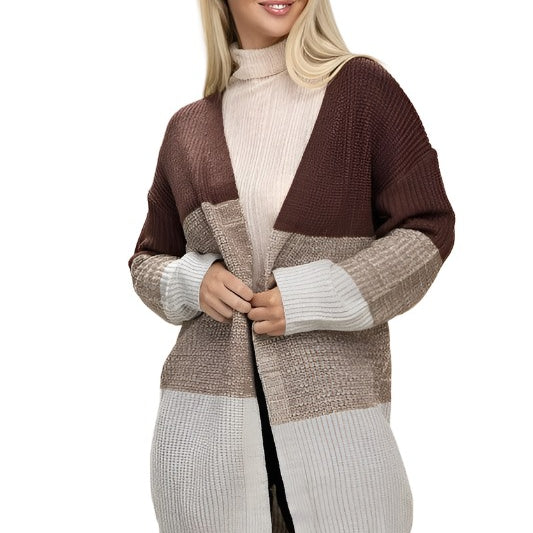 Women's Sweaters - Cardigans Color Block Open Front Cardigan