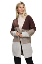 Women's Sweaters - Cardigans Color Block Open Front Cardigan
