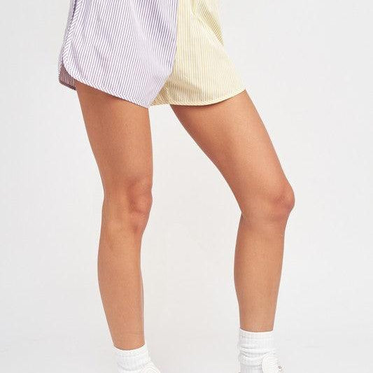 Women's Shorts Color Block Shorts With Elastic Waistband