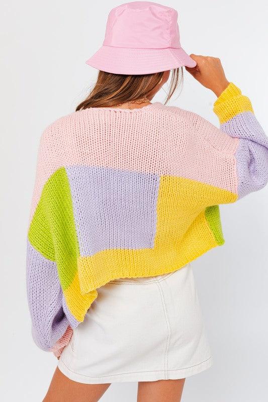 Women's Sweaters Color Block Sweater Cardigan