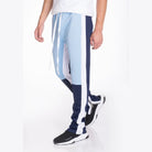 Color block track pants men in blue and navy with stylish design for activewear and casual use