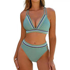 Color block two piece bikini set, stylish for beachwear