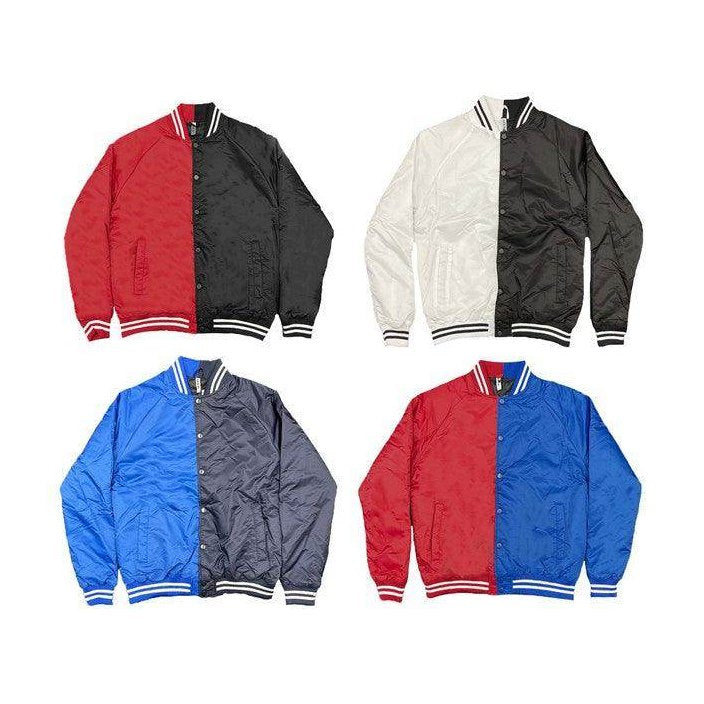 Color Block Two Tone Varsity Jacket - VacationGrabs