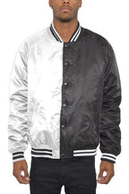 Color Block Two Tone Varsity Jacket - VacationGrabs