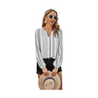 Stylish VacationGrabs color block v neck ruffle blouse perfect for casual summer outings