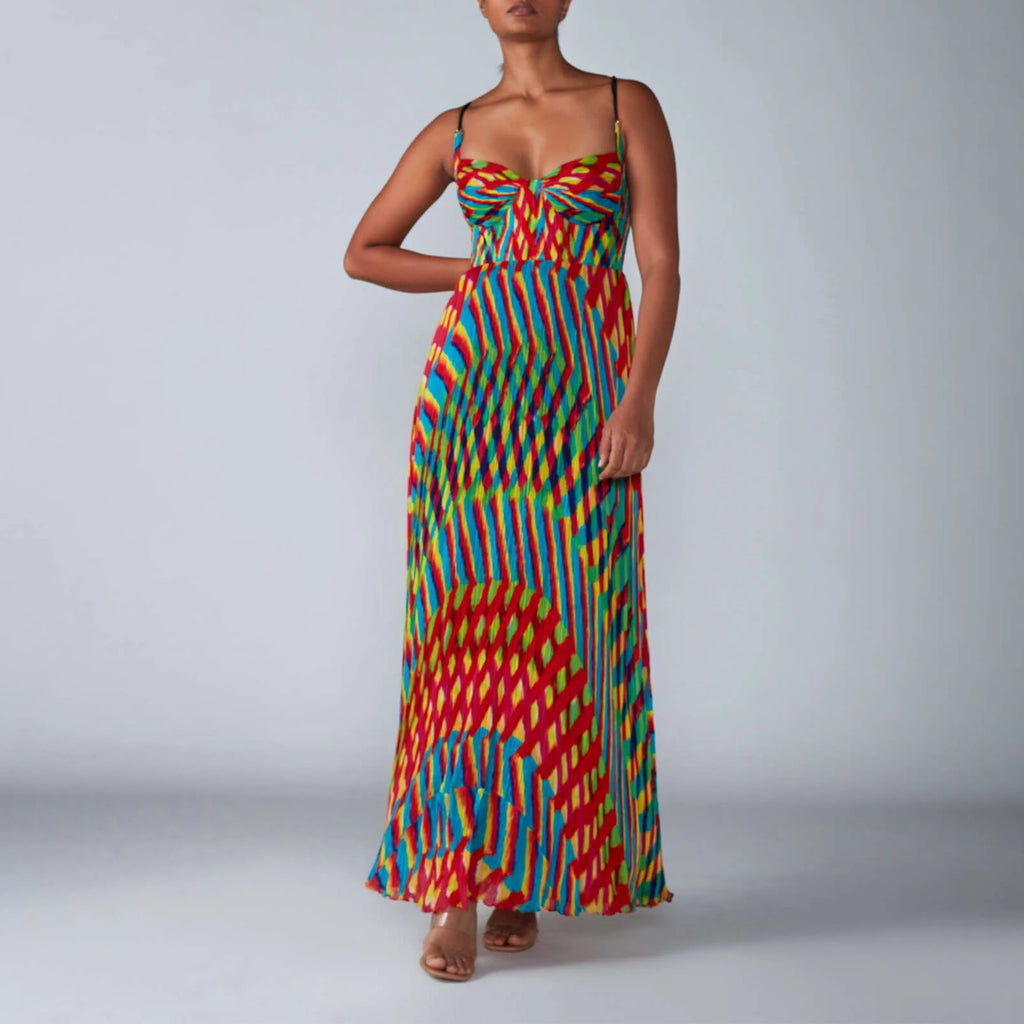 Women's colorful patterned maxi dress ideal for summer outings