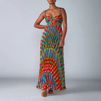 Women's colorful patterned maxi dress ideal for summer outings