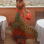 Women's multicolor patterned maxi dress, perfect for summer outings