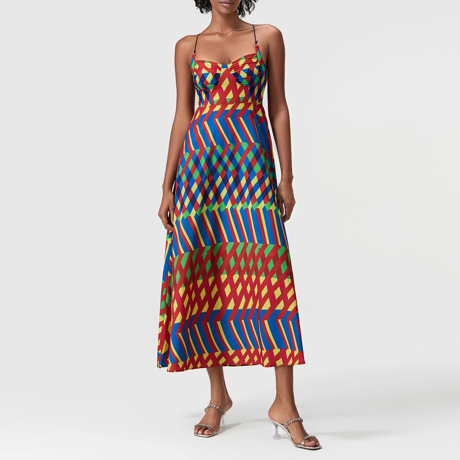 Women's colorful printed vacation maxi dress for summer outings