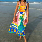 Women's colorful printed vacation dress and maxi dress, perfect for beach outings