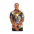 Men's WEIV colorful button down shirt with vibrant floral patterns for a casual summer look