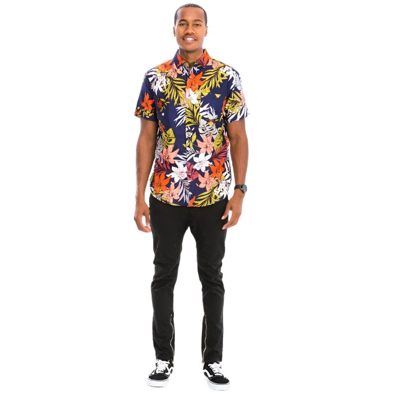 Stylish WEIV colorful button down shirt featuring vibrant floral patterns for a casual look