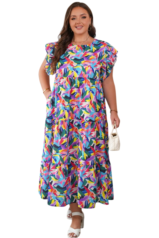 Colorful Tiered Women's Maxi Dress for Vacation