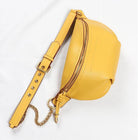 Stylish yellow colorful leather fanny packs for trendy and practical use during outings