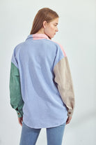 Jade By Jane colorful oversized shirt for women with pastel multicolor sleeves and relaxed fit