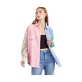 Colorful oversized shirt for women by Jade By Jane with pink, blue, beige, and green color blocks