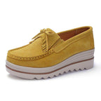 VacationGrabs colorful platform shoes in yellow suede with stylish design and comfortable fit