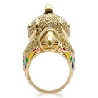 Colorful Womens Bird-Shaped Ring with Sparkling Stones and Gold-Plated Finish for Stylish Accessories