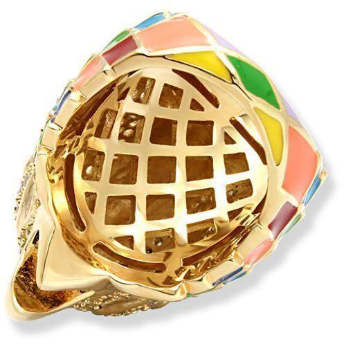 Colorful Womens Bird-Shaped Ring in Gold with Intricate Design and Vibrant Enamel Accents