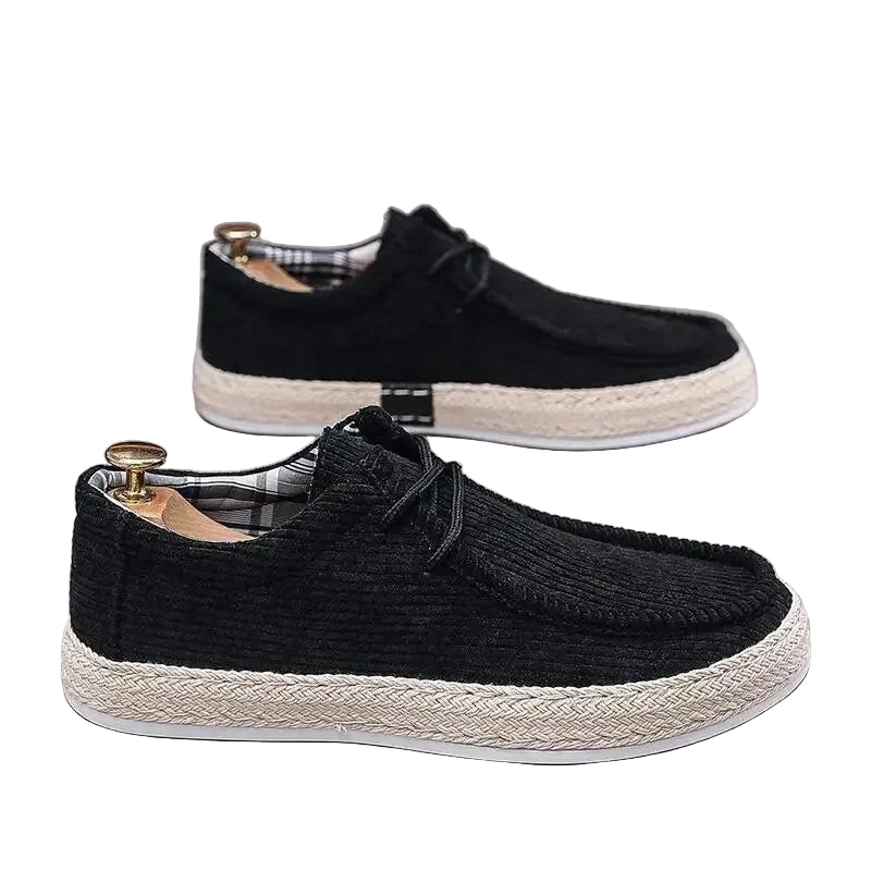 Black corduroy casual shoes, comfortable and stylish for everyday wear