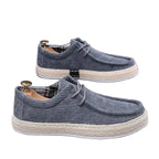 Men's gray canvas shoes with rope sole, comfortable and stylish for casual outings