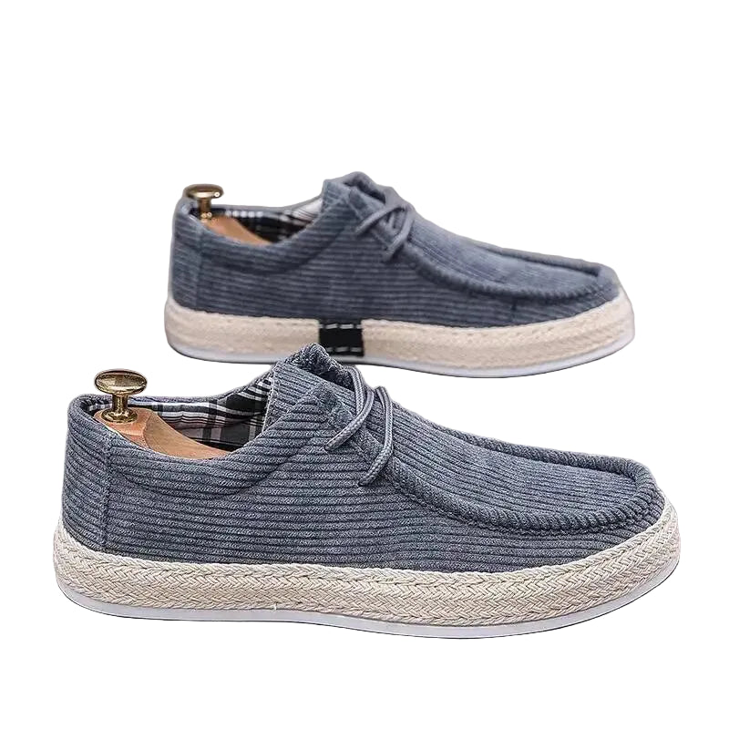 Men's gray canvas shoes with rope sole, comfortable and stylish for casual outings