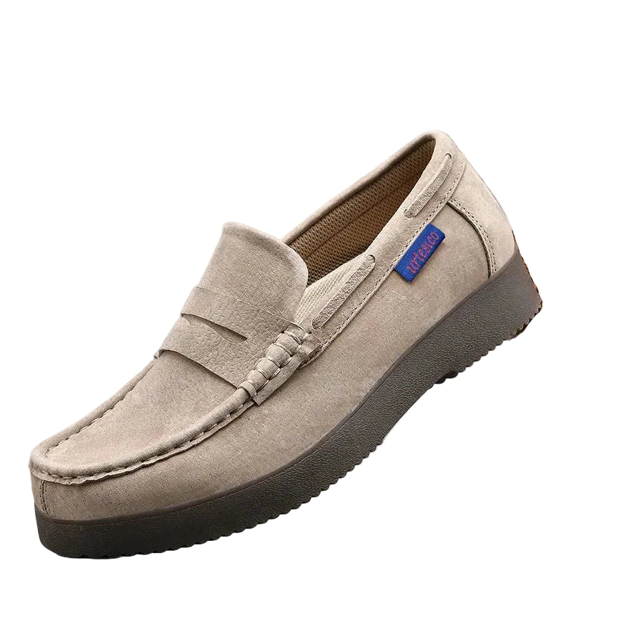 VacationGrabs comfortable and stylish loafers in light beige suede for casual wear
