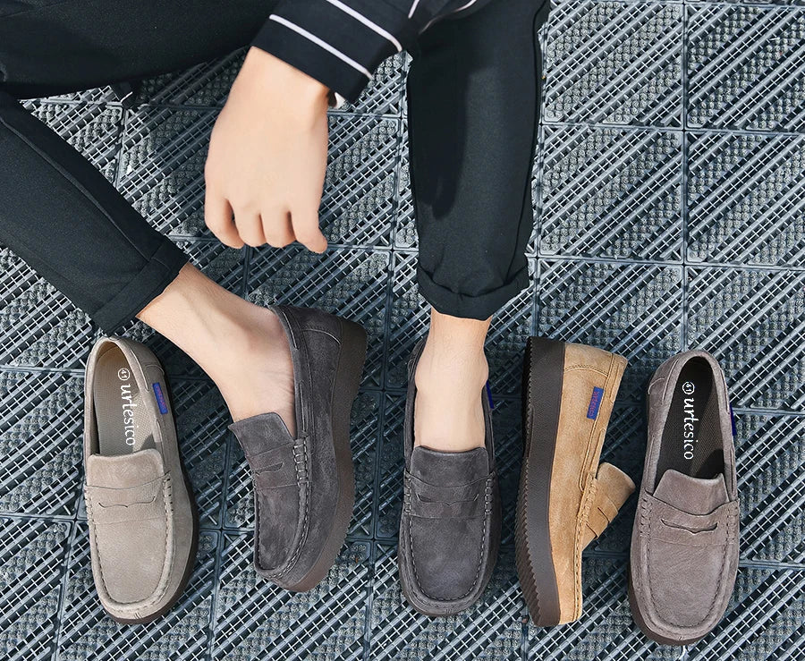 VacationGrabs comfortable and stylish loafers in gray and brown suede