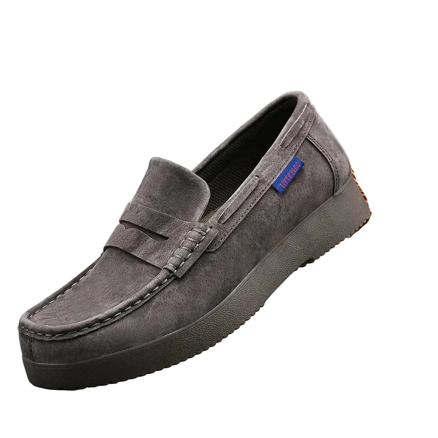 Men's gray suede loafers, comfortable and stylish for casual wear