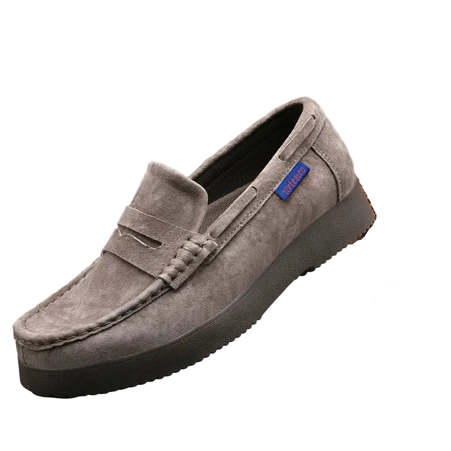 Men's gray loafers in suede, comfortable and stylish for casual wear