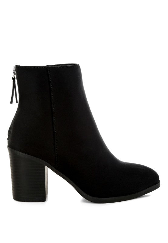 Rag Company Black Comfortable Ankle Boots for Travel with Stylish Block Heels