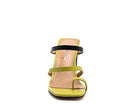 Stylish women's comfortable block heel shoes in vibrant yellow and black with open-toe design