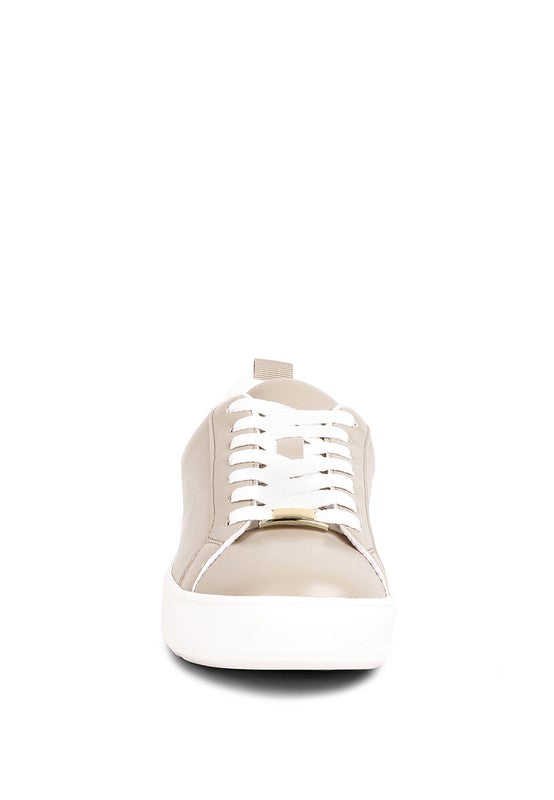 Women's beige sneaker shoes, comfortable, cushiony, flat walking shoes