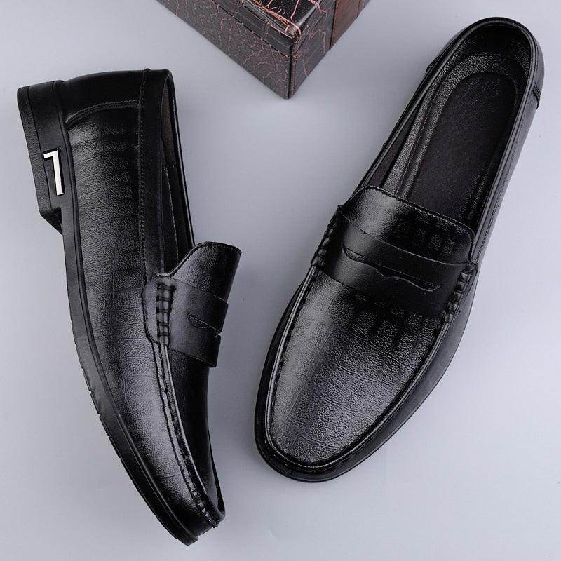 VacationGrabs comfortable office loafers men in sleek black leather design for versatile styling