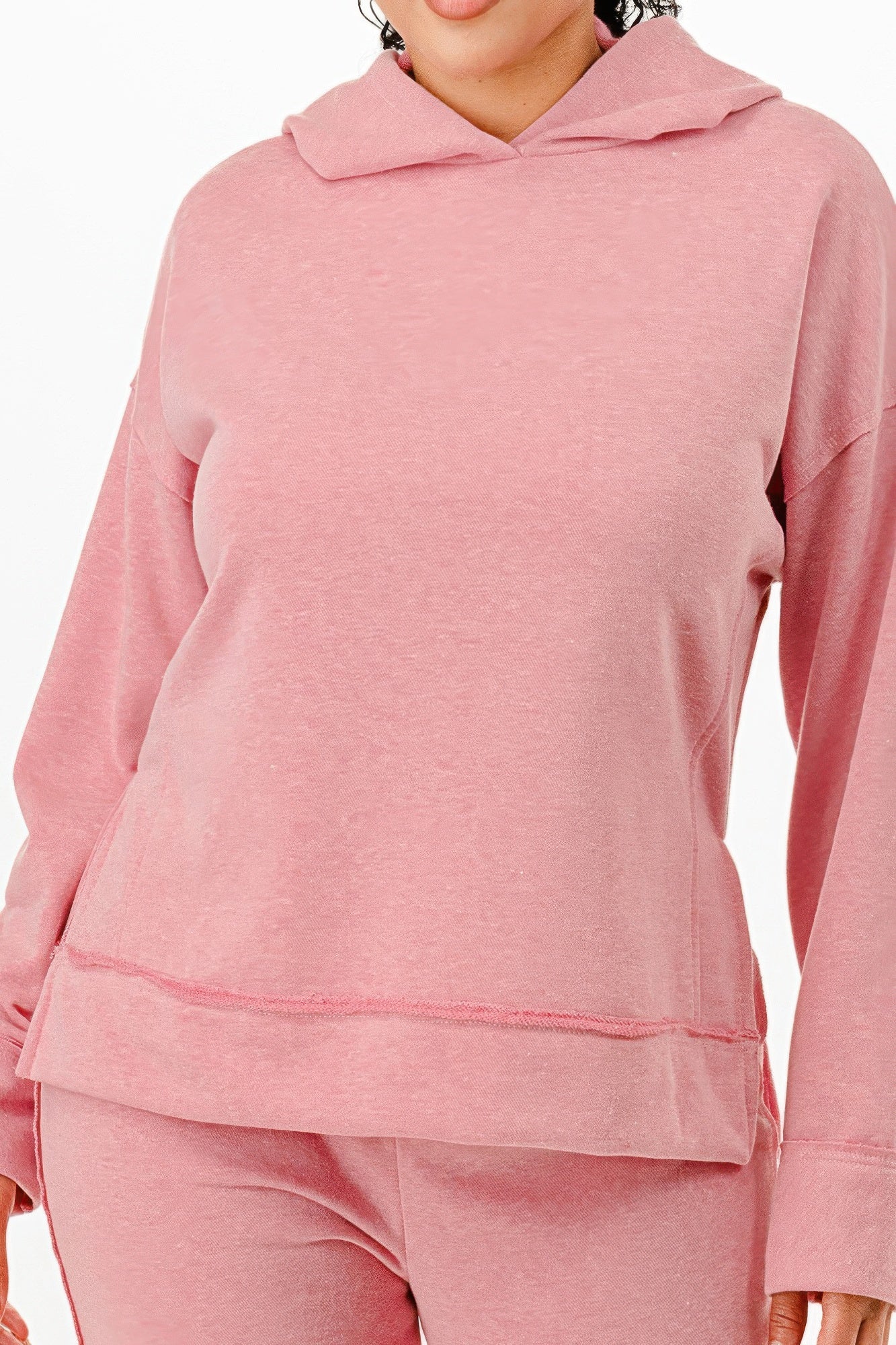 Comfortable pink hoodie and pants women's outfit set from VacationGrabs with soft fabric and relaxed fit