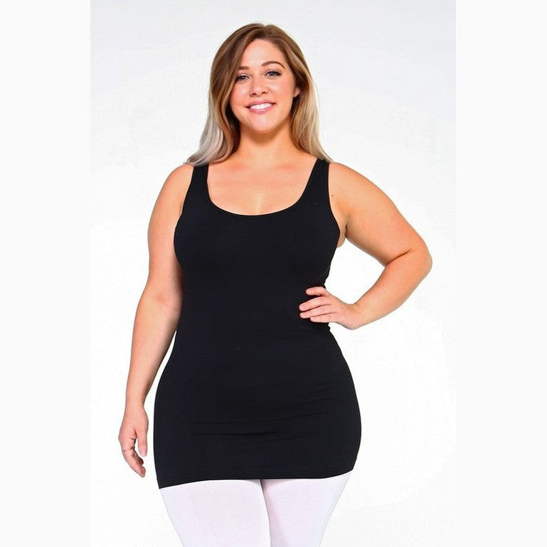 Yelete comfortable plus size tank tops in black with a flattering design for versatile styling