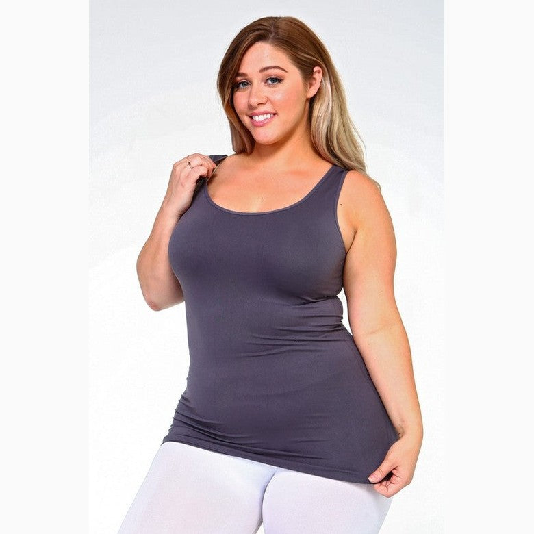 Yelete comfortable plus size tank tops in gray for relaxed everyday wear