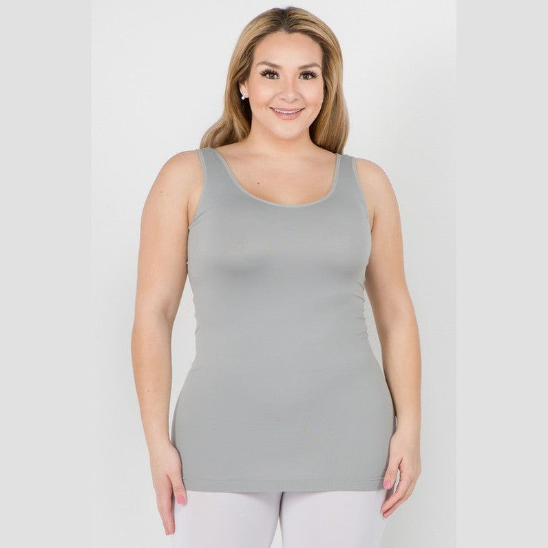 Yelete comfortable plus size tank tops in light gray featuring a flattering fit and soft fabric