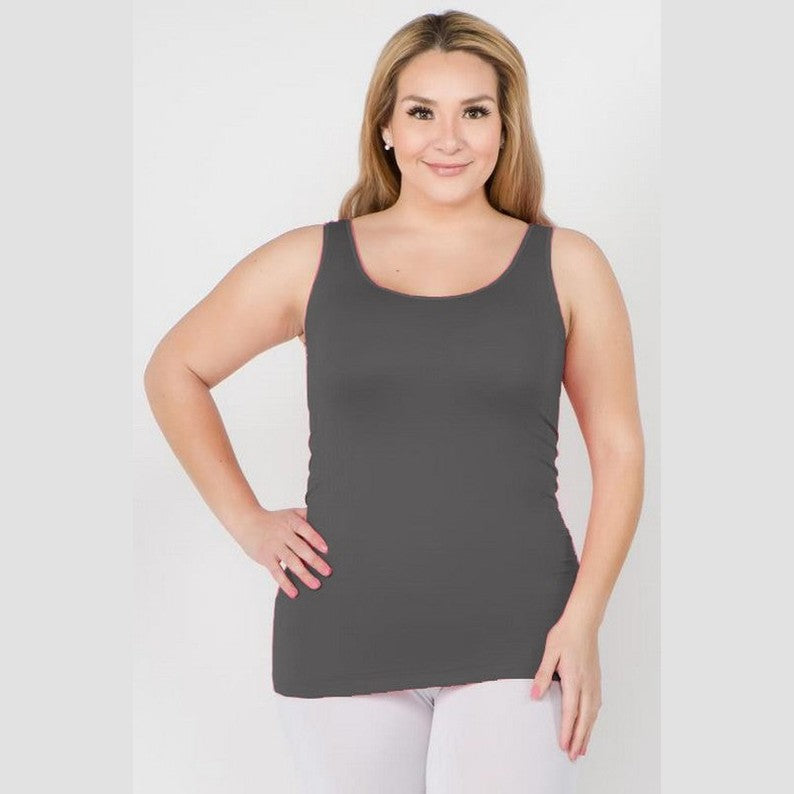 Yelete comfortable plus size tank tops in gray with a flattering fit for everyday wear