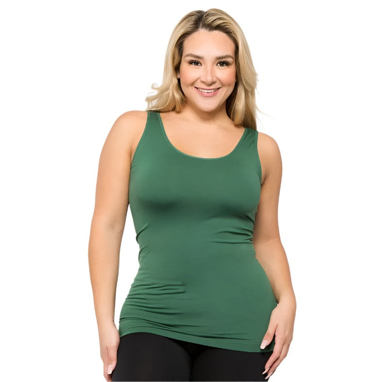 Yelete comfortable plus size tank tops in green, perfect for casual wear and layering