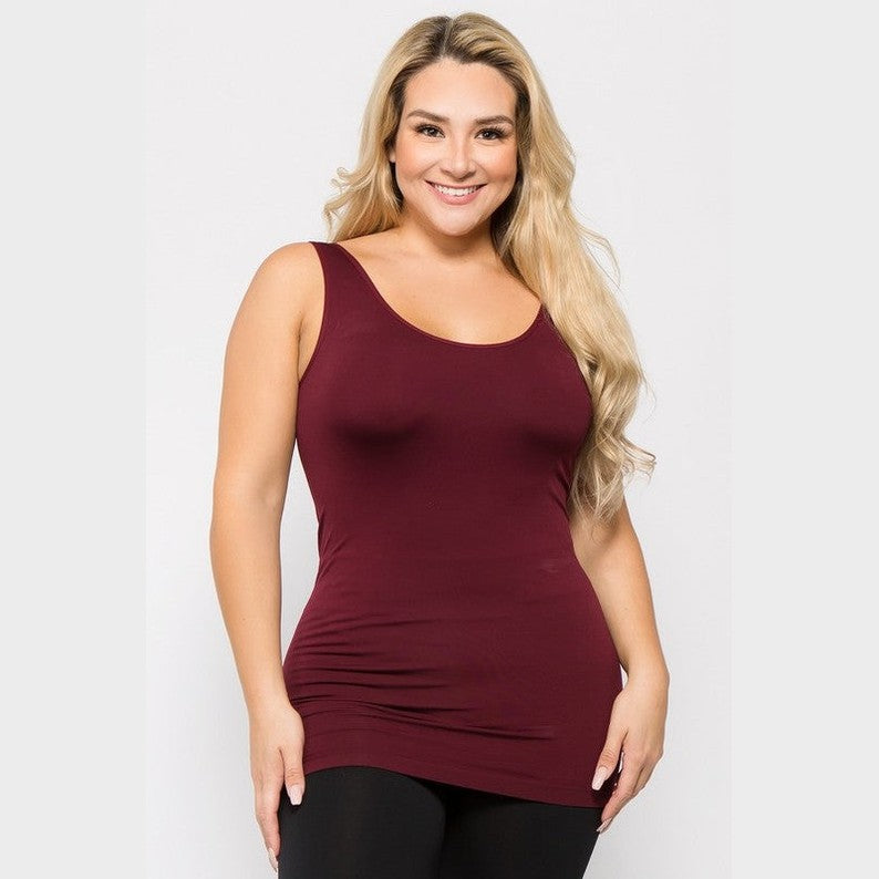 Yelete comfortable plus size tank tops in burgundy with a flattering fit for all-day wear