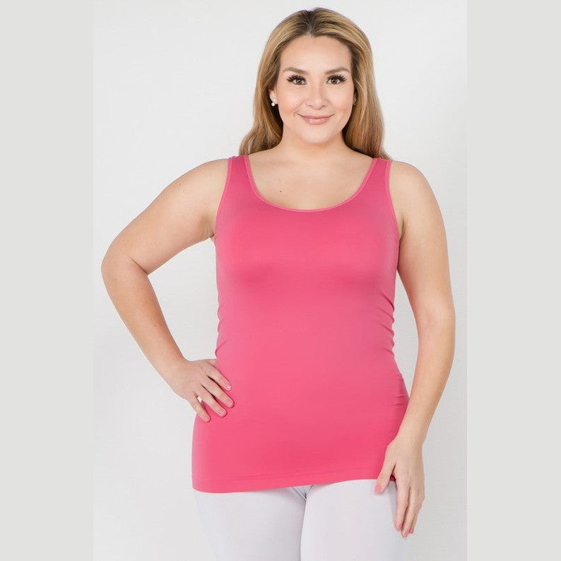 Yelete comfortable plus size tank tops in vibrant pink, perfect for casual summer wear
