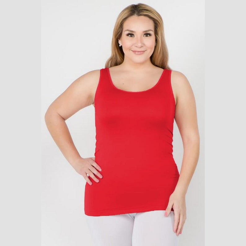 Yelete comfortable plus size tank tops in vibrant red for casual summer wear