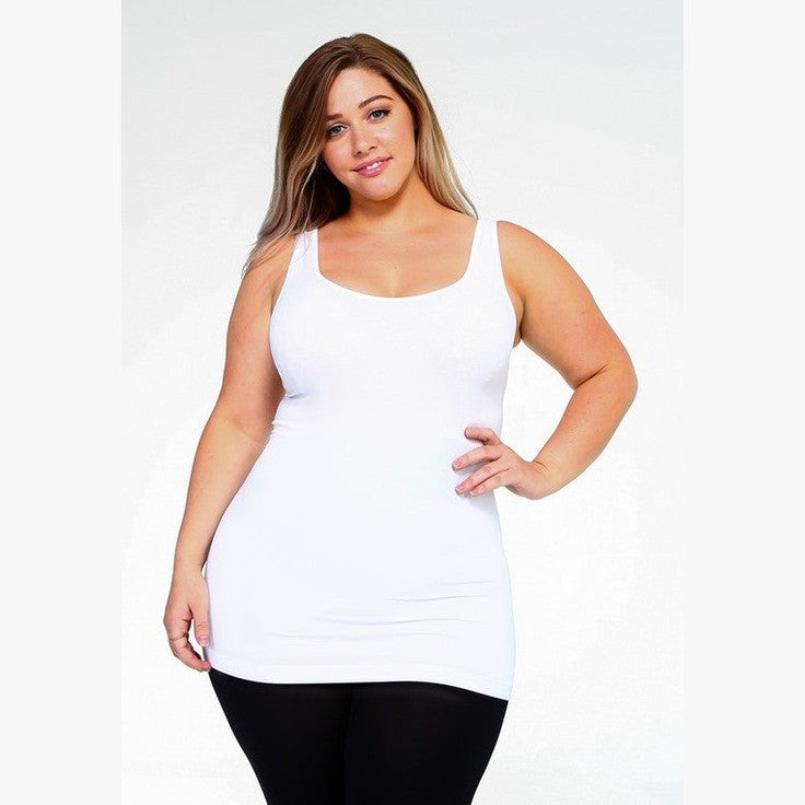 Yelete comfortable plus size tank tops in white, featuring a flattering design for everyday wear