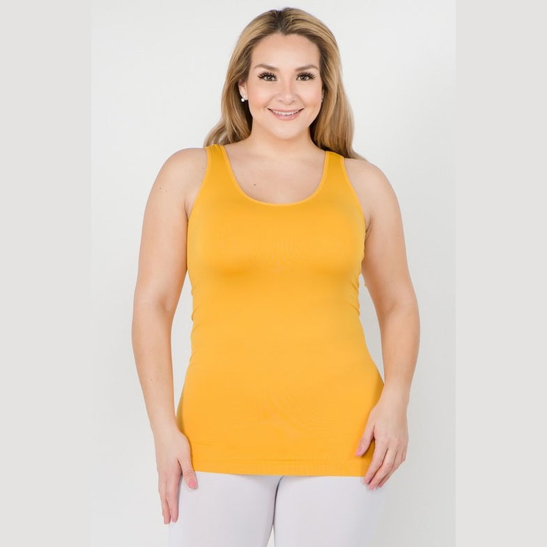 Yelete comfortable plus size tank tops in vibrant yellow, perfect for casual wear and layering