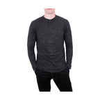 Generation XYZ men's comfortable travel Henley shirt in dark gray with long sleeves and button detail